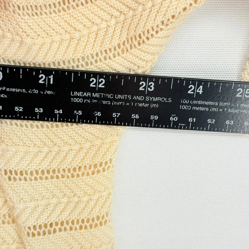 Anthropologie Guinevere Cardigan Women Medium Cream Pointelle Bohemian Cottage